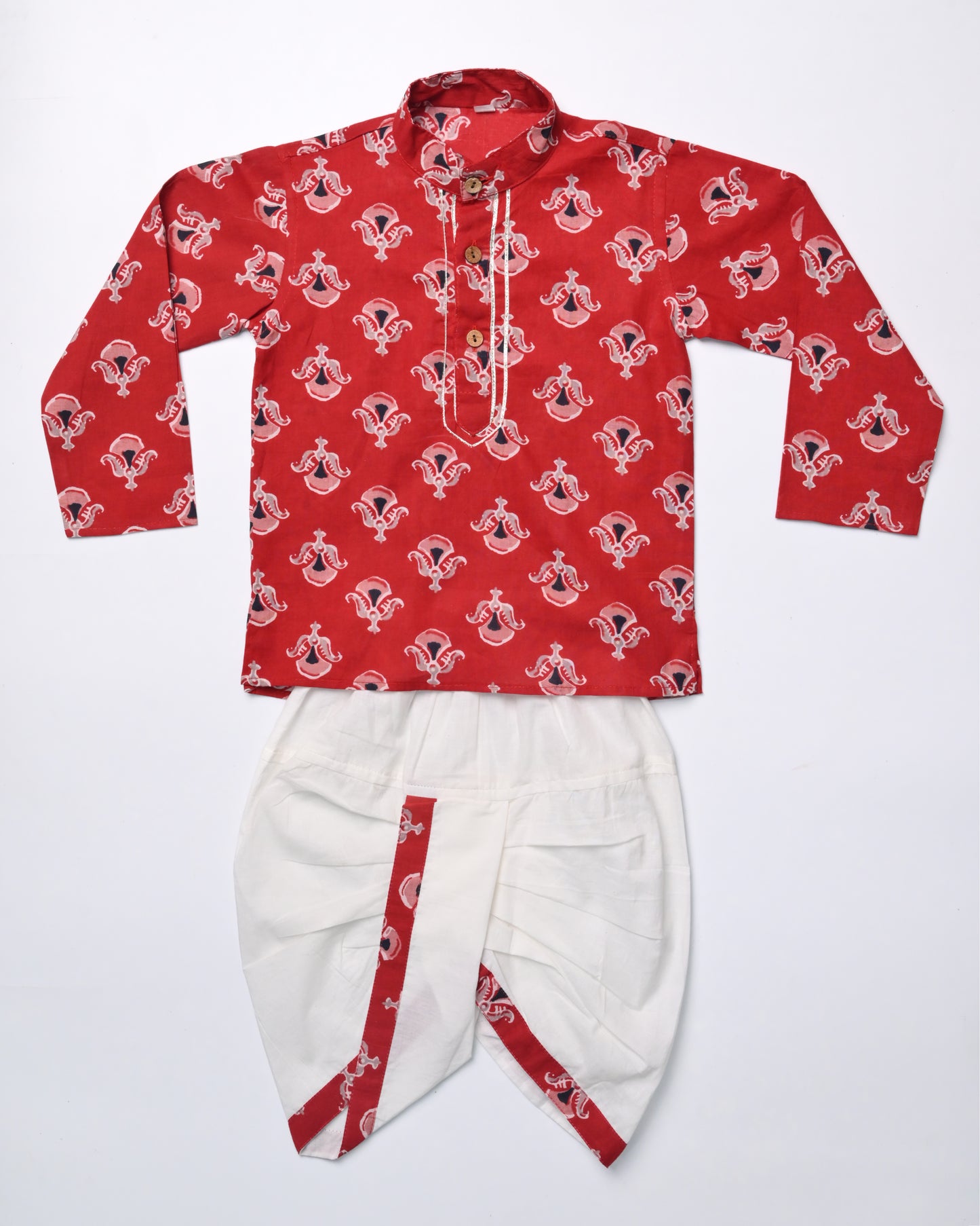 Mehroon red pure cotton kurta and dhoti