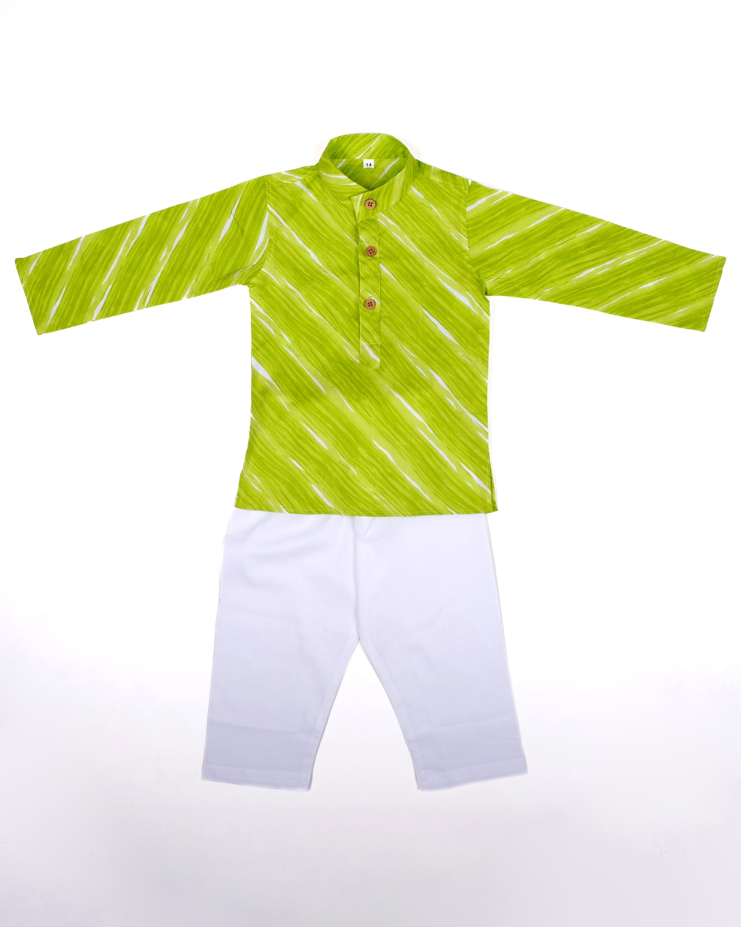 Parrot Green Three piece (jacket, kurta and pajama) set for boys
