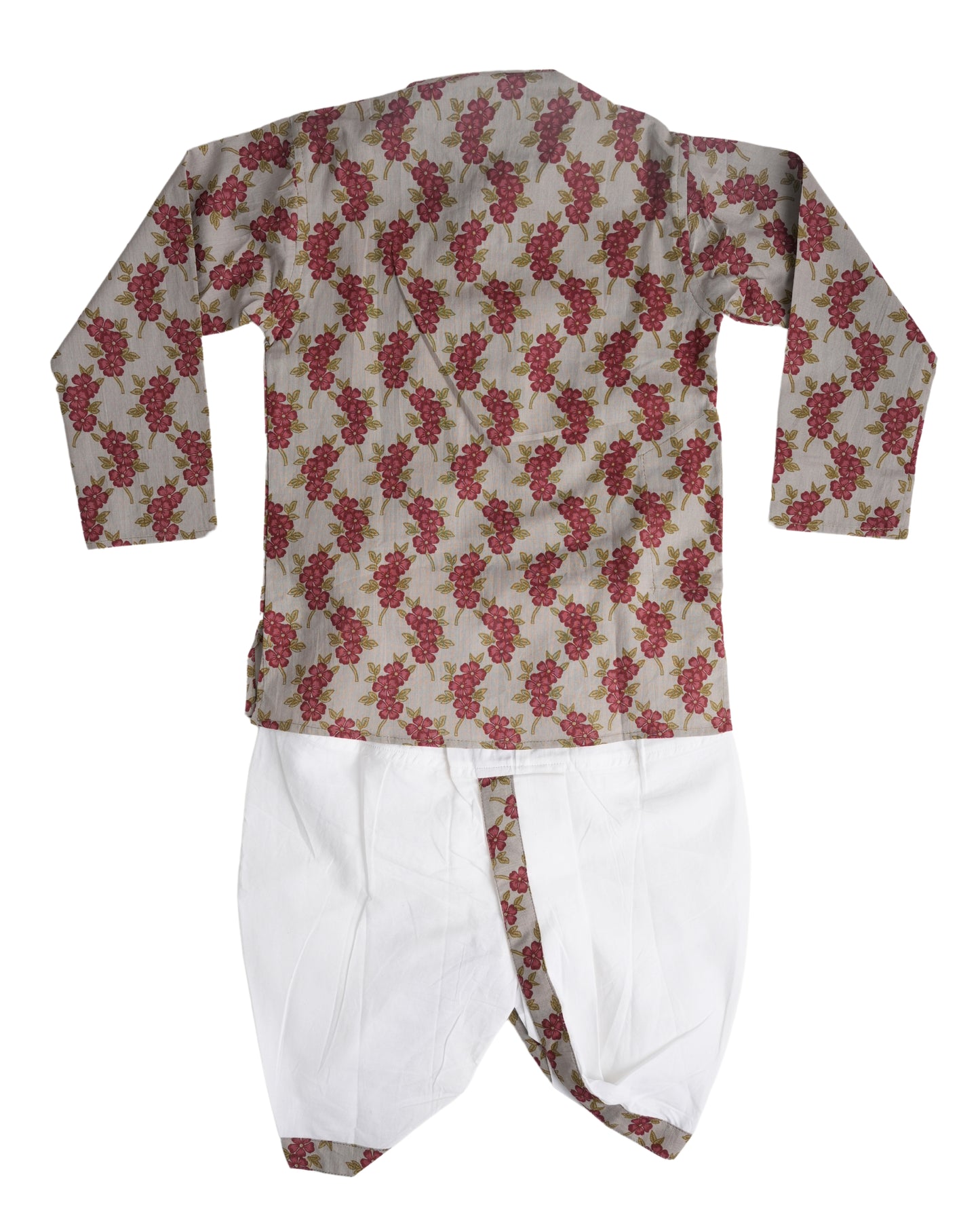 Smoky mehroon bloom pure cotton kurta and dhoti