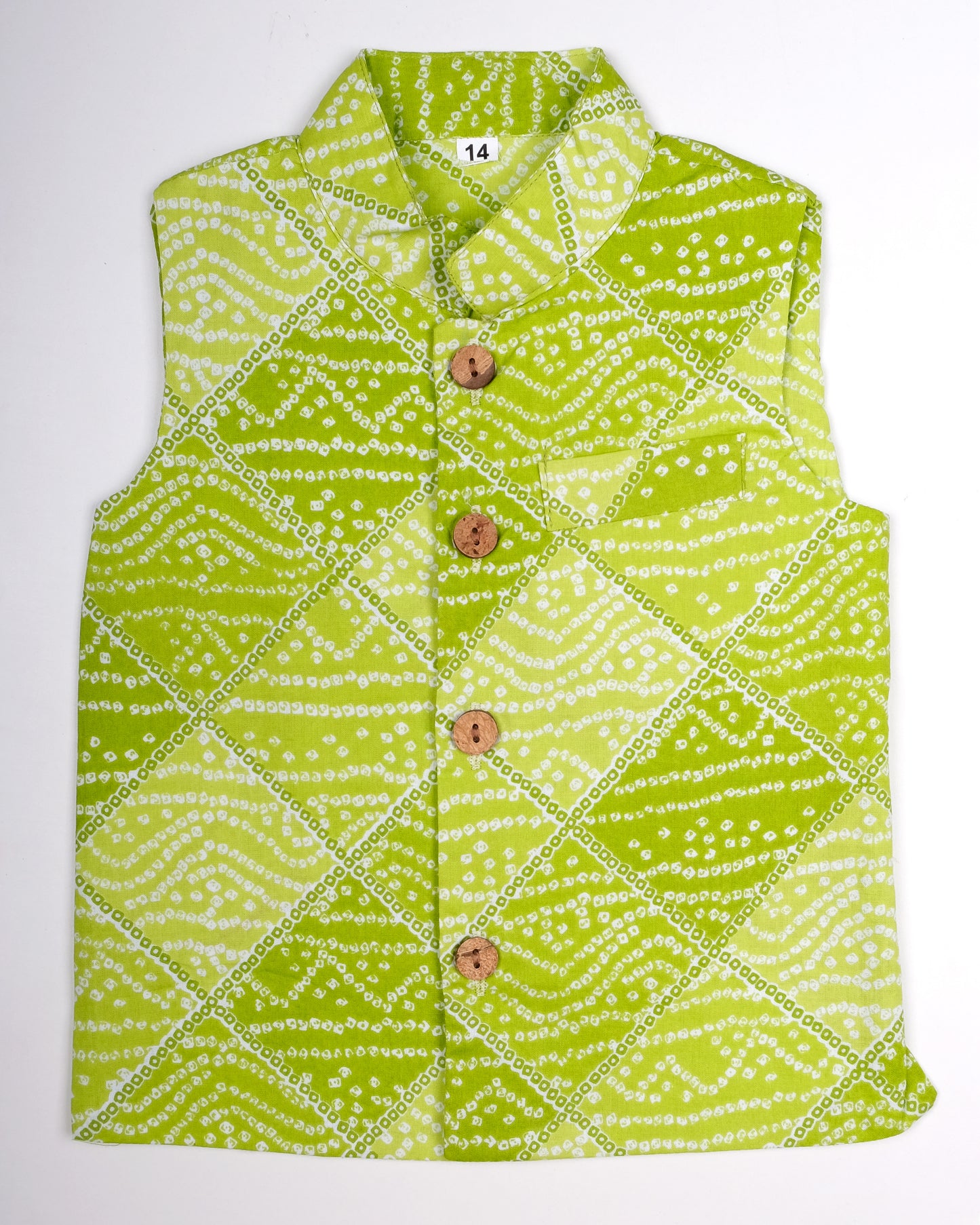 Parrot Green Three piece (jacket, kurta and pajama) set for boys