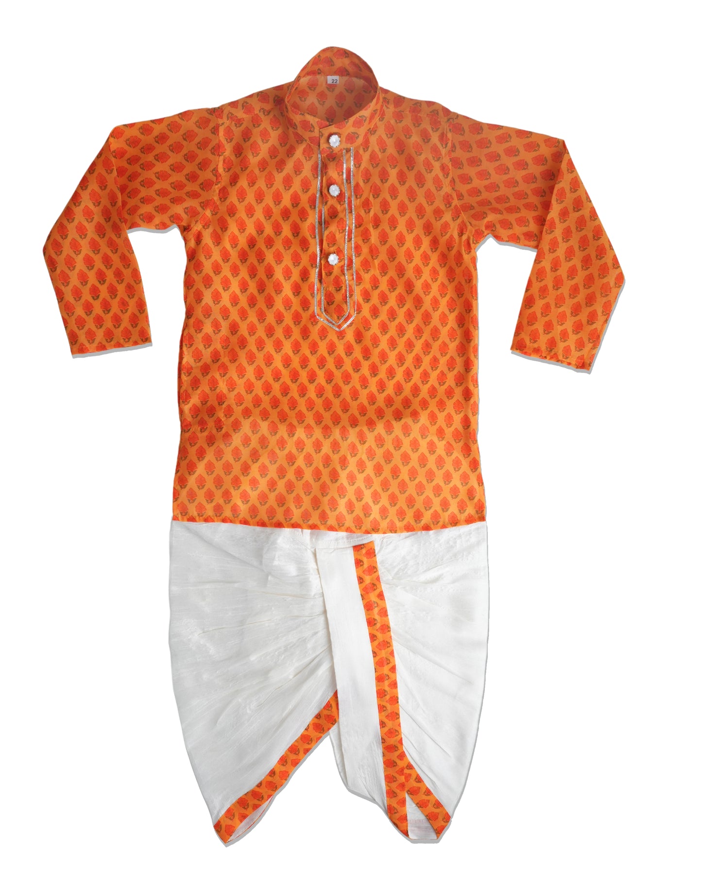 Orange blossom silk charm kurta and dupion silk dhoti