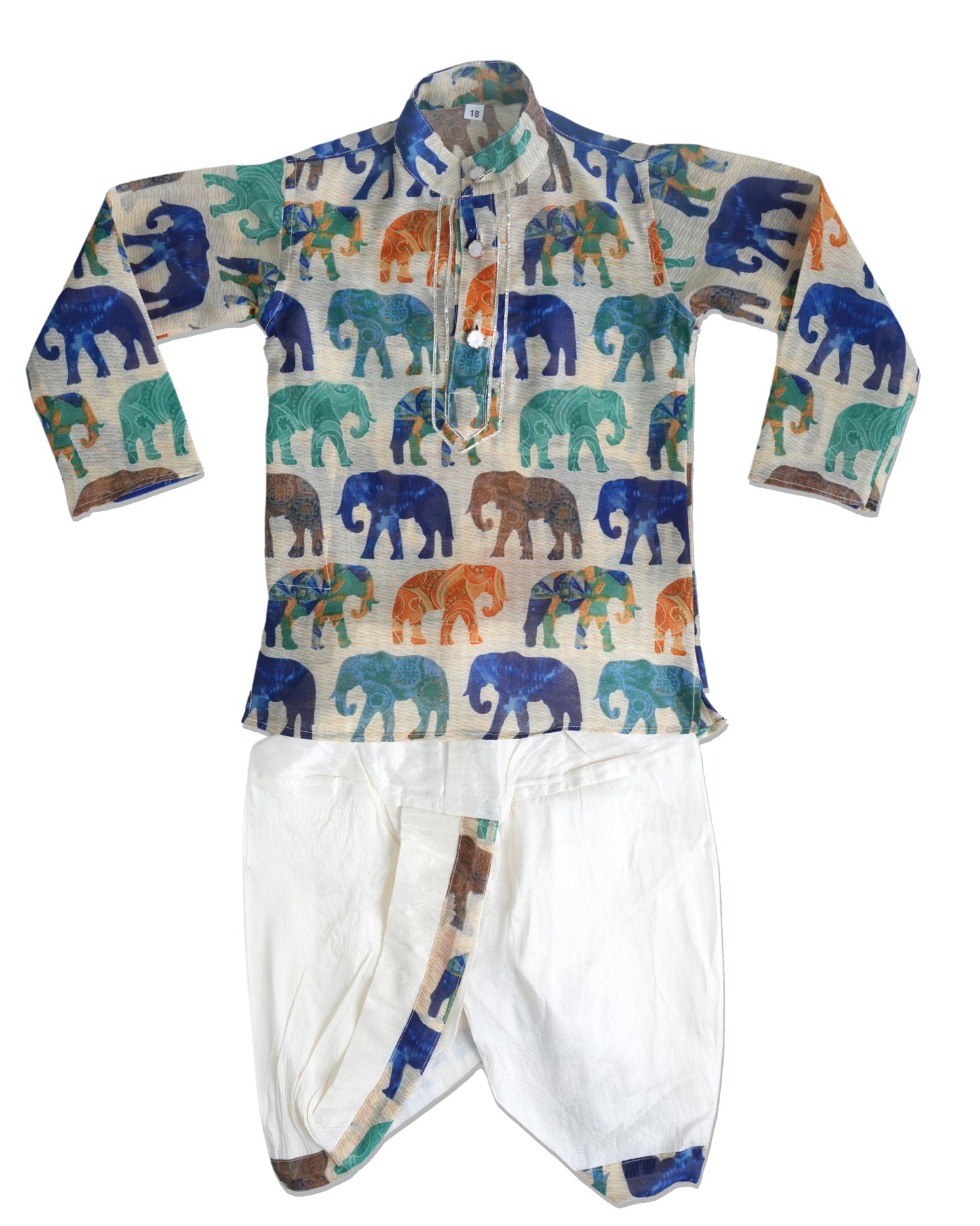 Elephant silk kurta and dhoti set