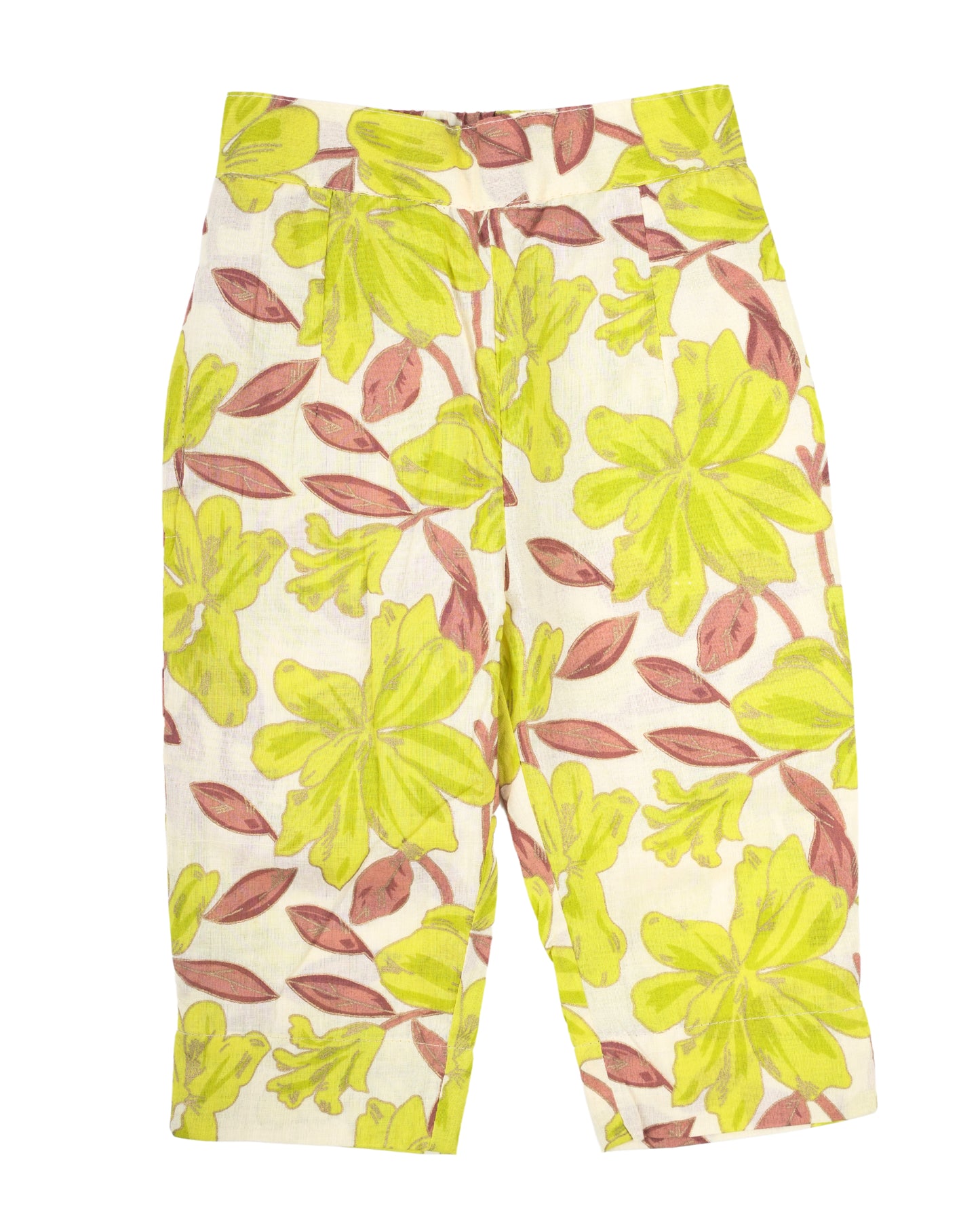 Pear green flora coord set for girls in pure cotton