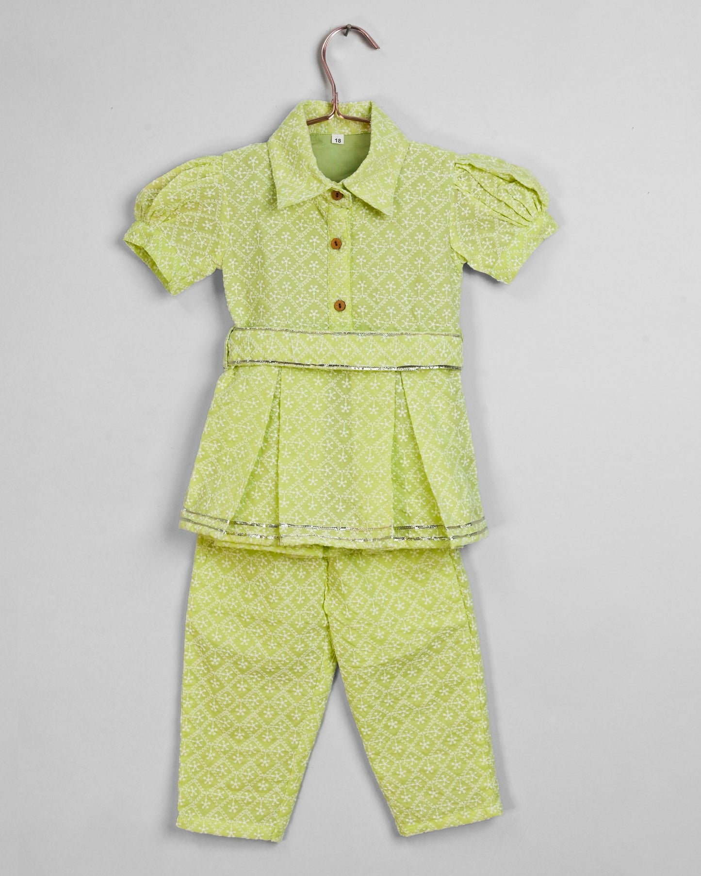 Elaichi Chikankari coord set for girls