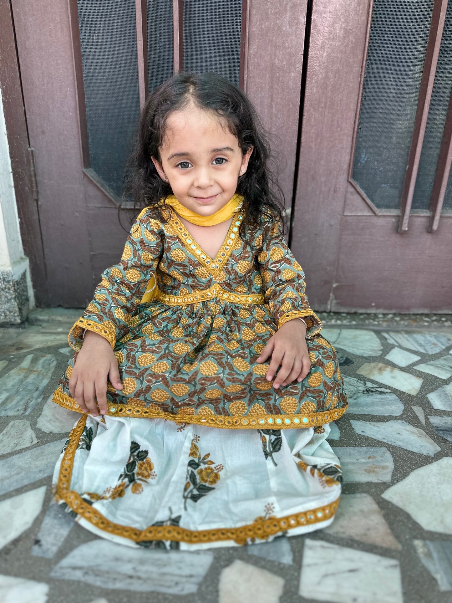 Honey bee kids ethnic wear pure cotton lehenga set-age 6 months to 18 years