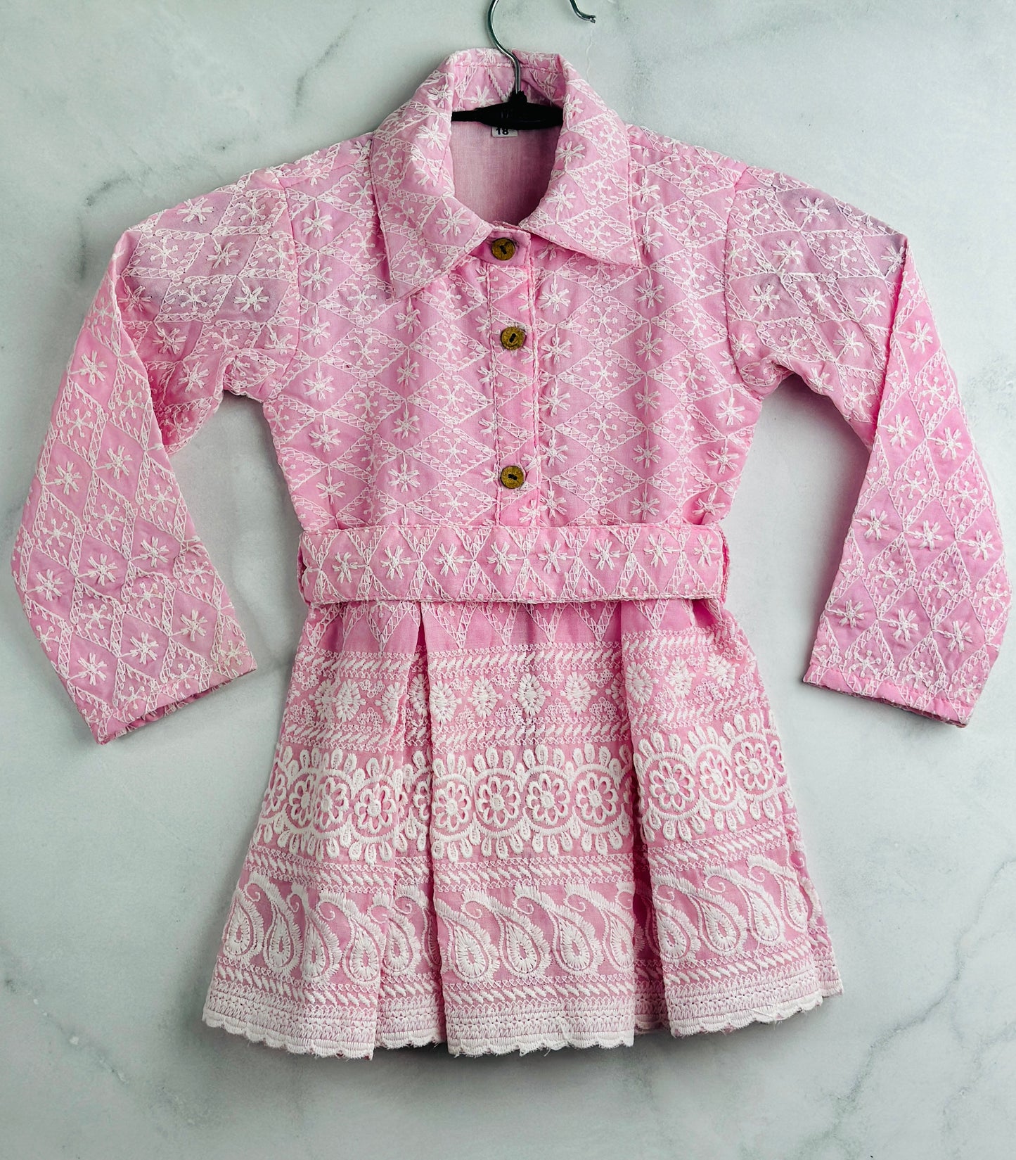 Baby pink Chikankari coord set for girls