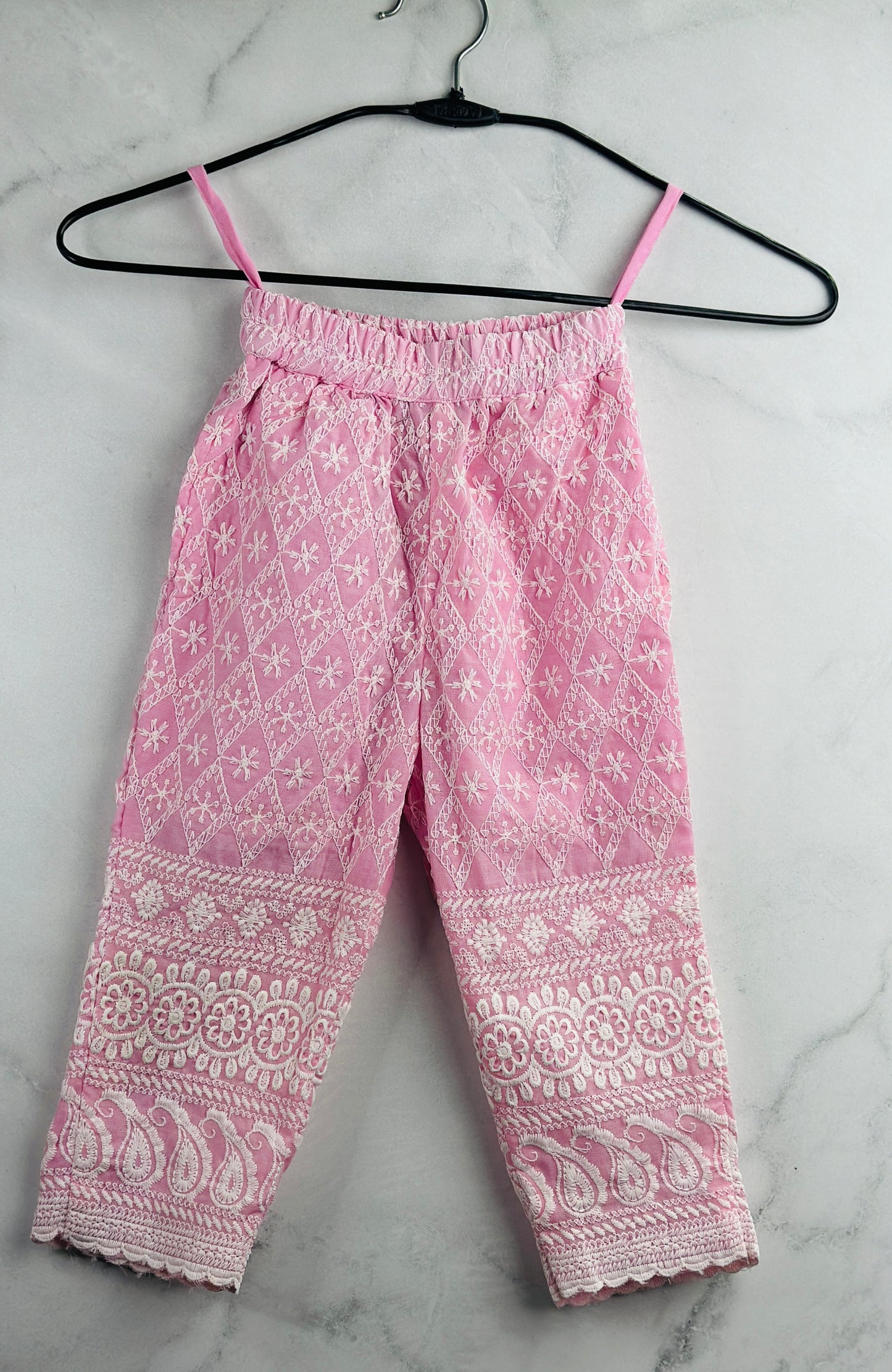 Baby pink Chikankari coord set for girls