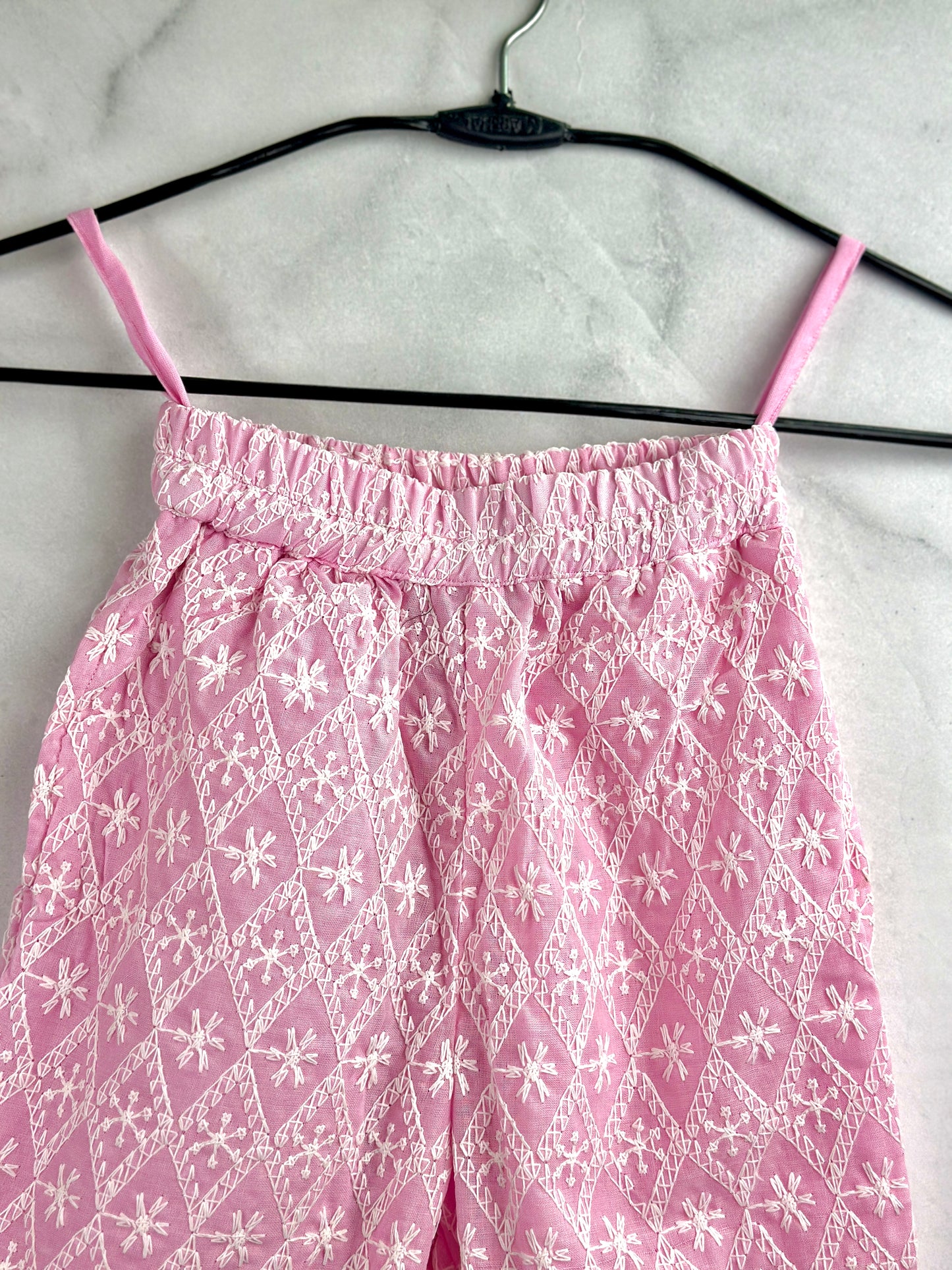 Baby pink Chikankari coord set for girls