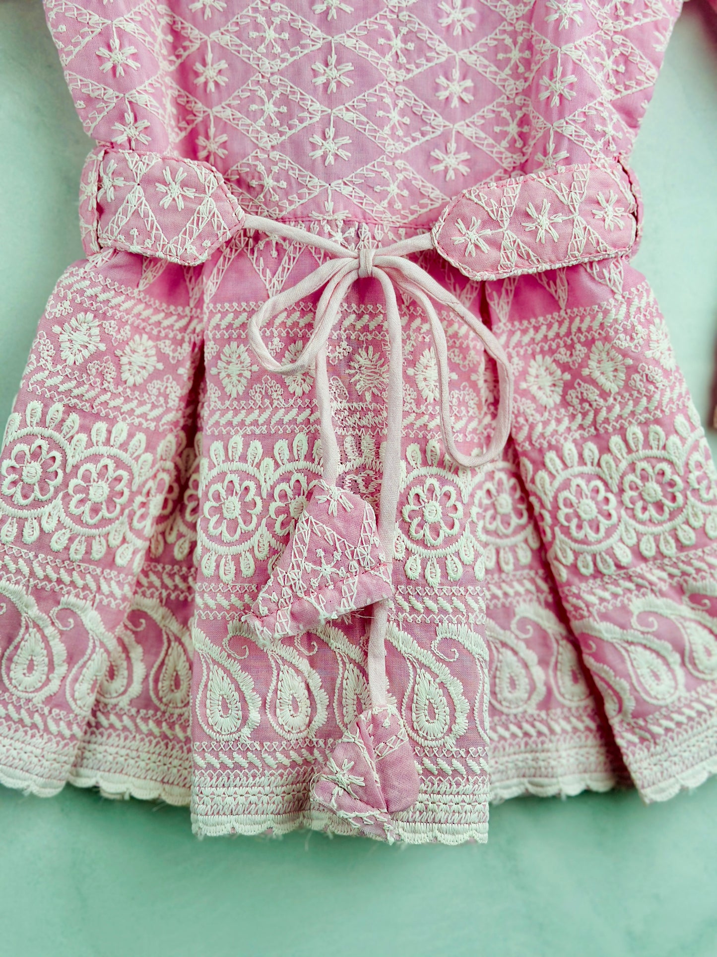 Baby pink Chikankari coord set for girls