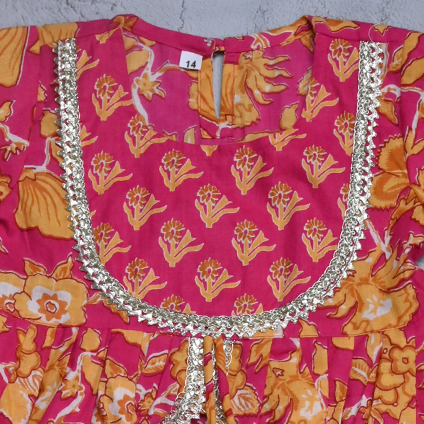 Pink yellow pure cotton lehenga for girls