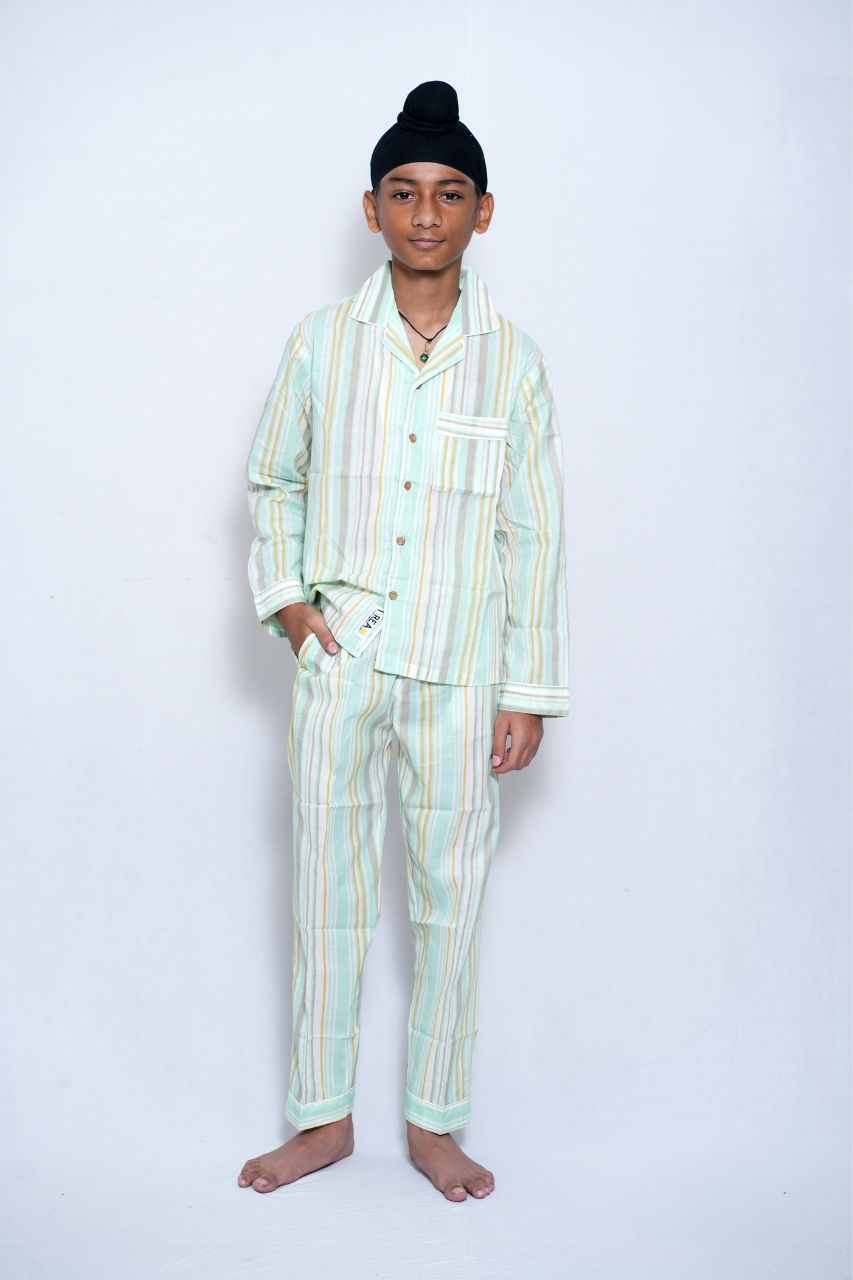 English Stripe Bag Premium Nightsuit For Kids