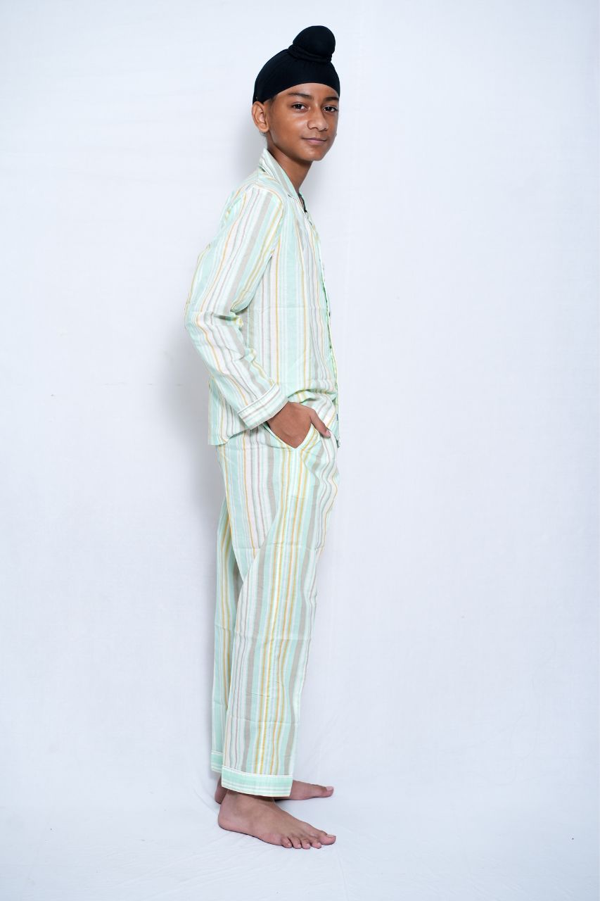 English Stripe Bag Premium Nightsuit For Kids