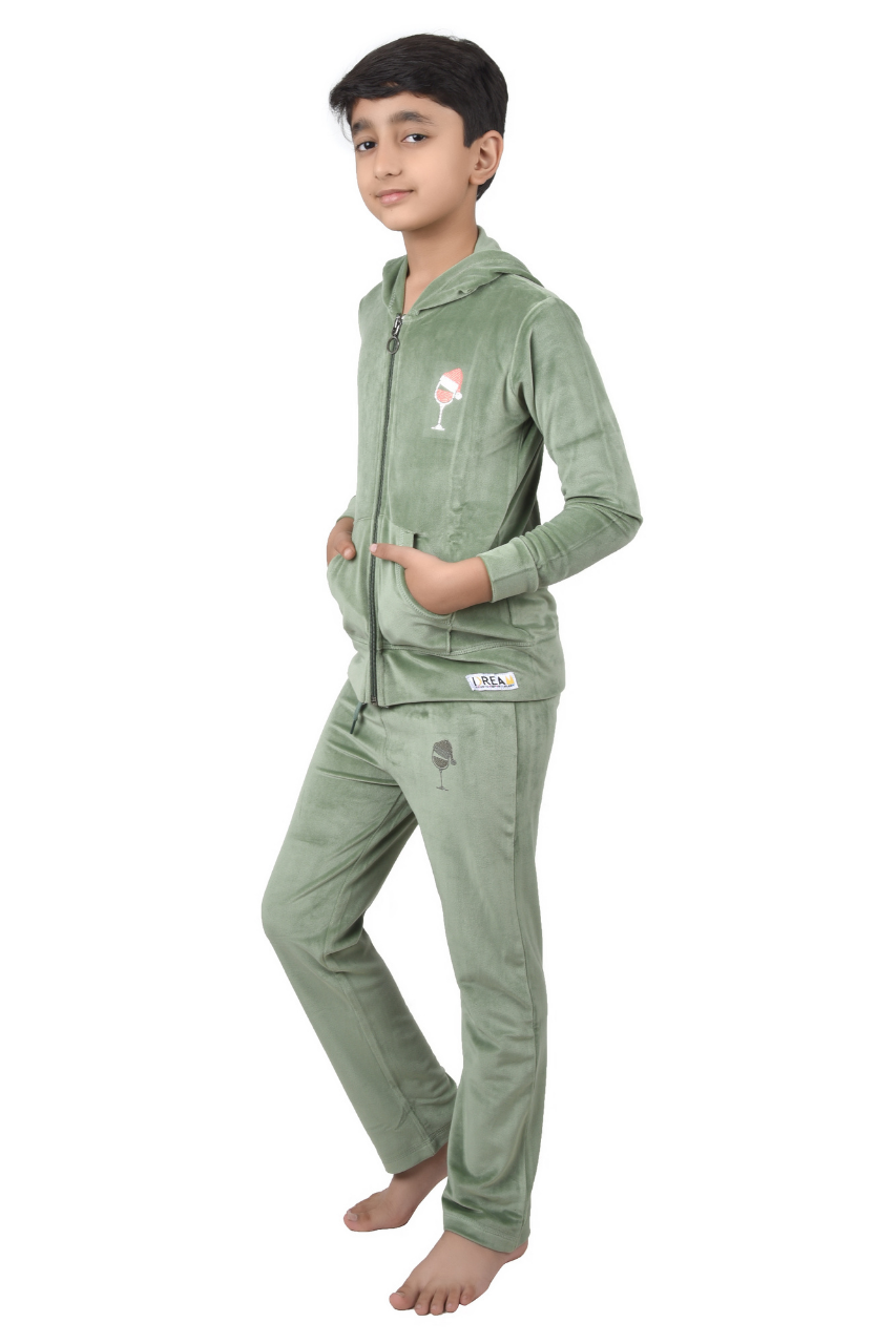 Light Green Velvet Unisex Co-ord Set