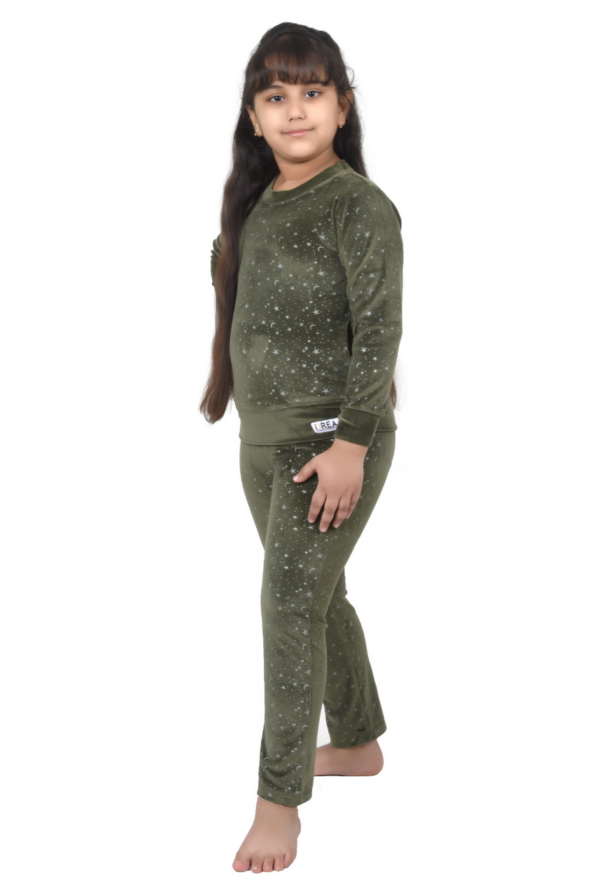 Star Green Velvet Unisex Co-ord Set