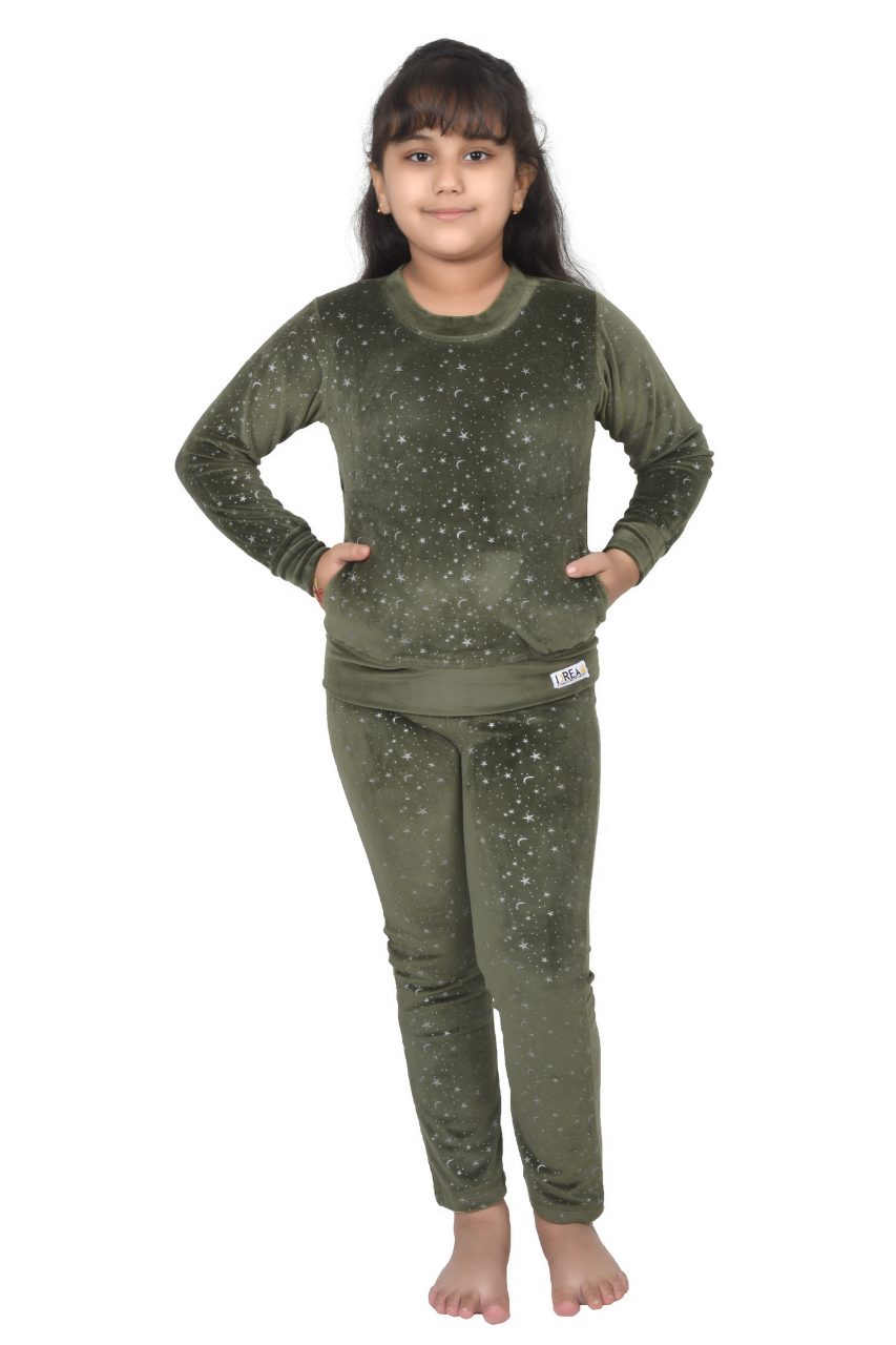Star Green Velvet Unisex Co-ord Set