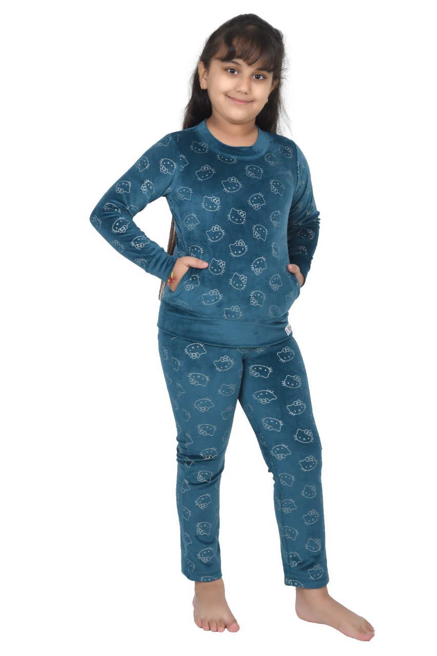 Peacock Blue Velvet Unisex Co-ord Set