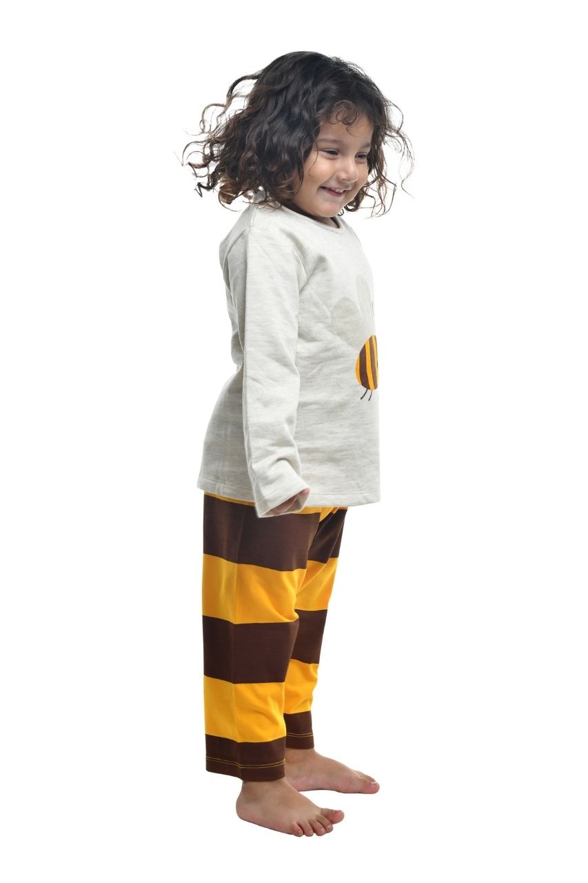 Bumble Bee Co-ord Set Nightwear-Full Sleeves