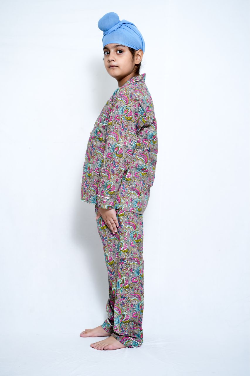 Grey Orchid Bag Premium Nightsuit For Kids