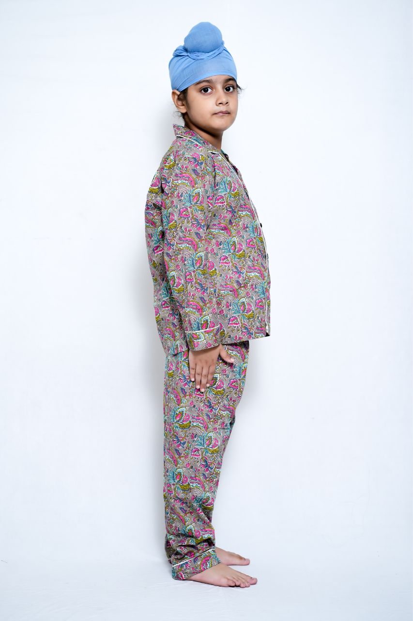 Grey Orchid Bag Premium Nightsuit For Kids