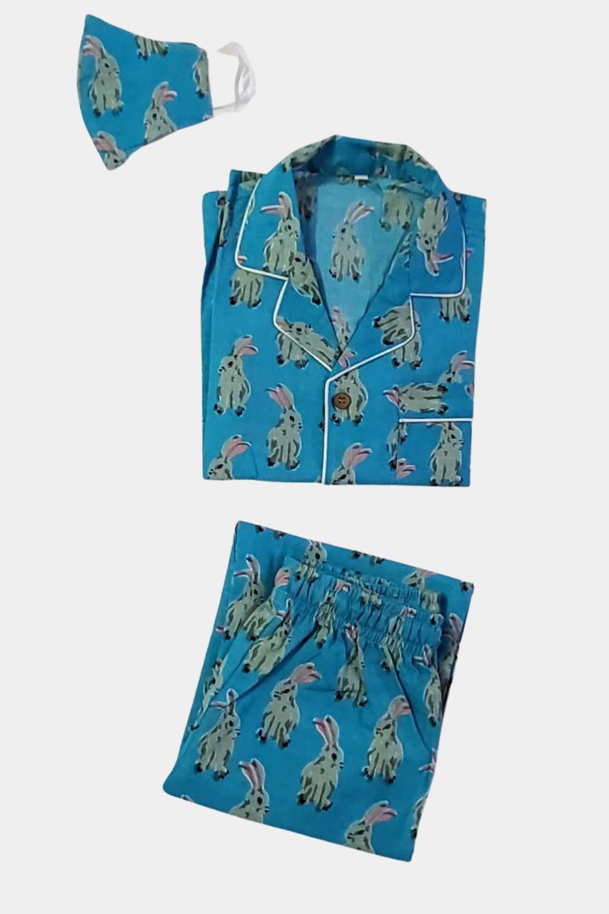 Sky Blue Rabbit Kids Pure Cotton Bag Nightsuit