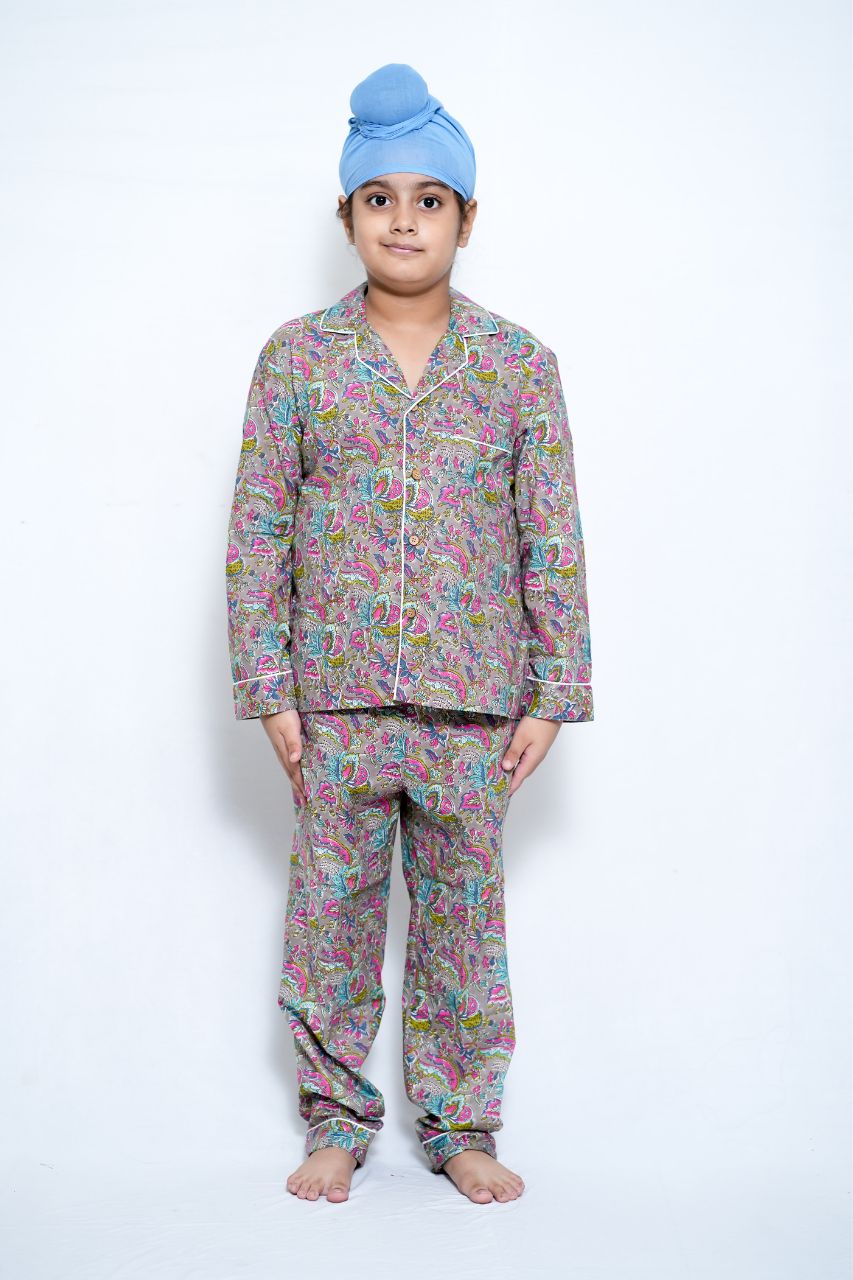 Grey Orchid Bag Premium Nightsuit For Kids