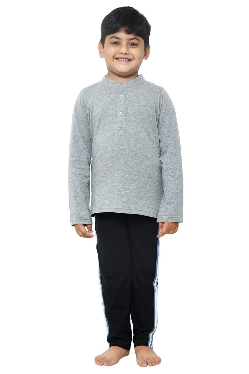 Grey and Black Co-ord Set Nightwear - Full Sleeves