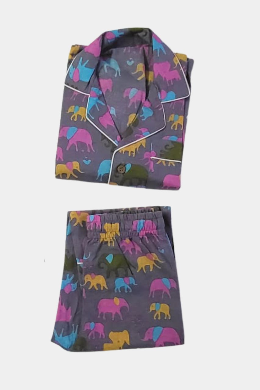 Colorful Elephant Kids Pure Cotton Bag Nightsuit