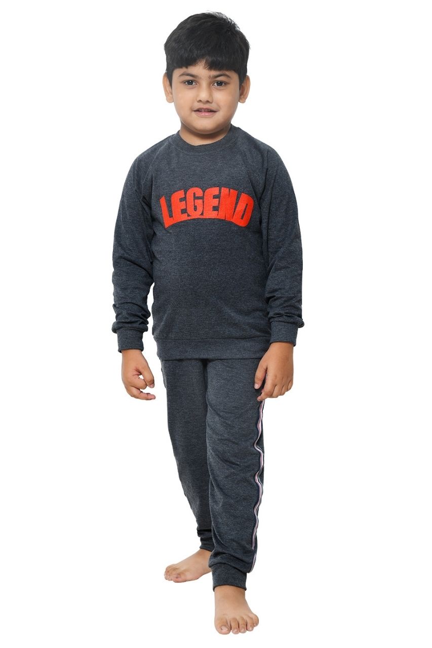 Legend Grey Co-ord Set Nightwear-Full Sleeves