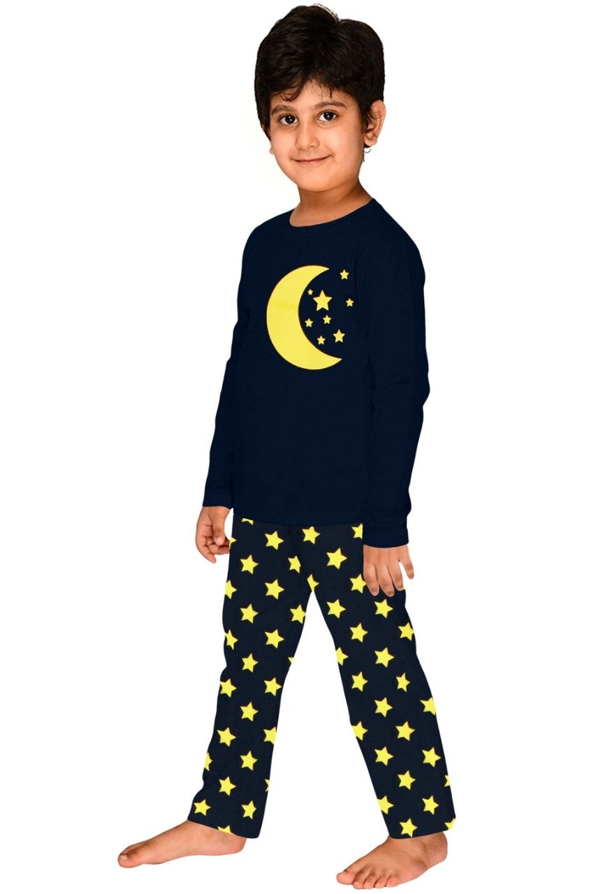 Moon Night Co-ord Set Nightwear-Full Sleeves
