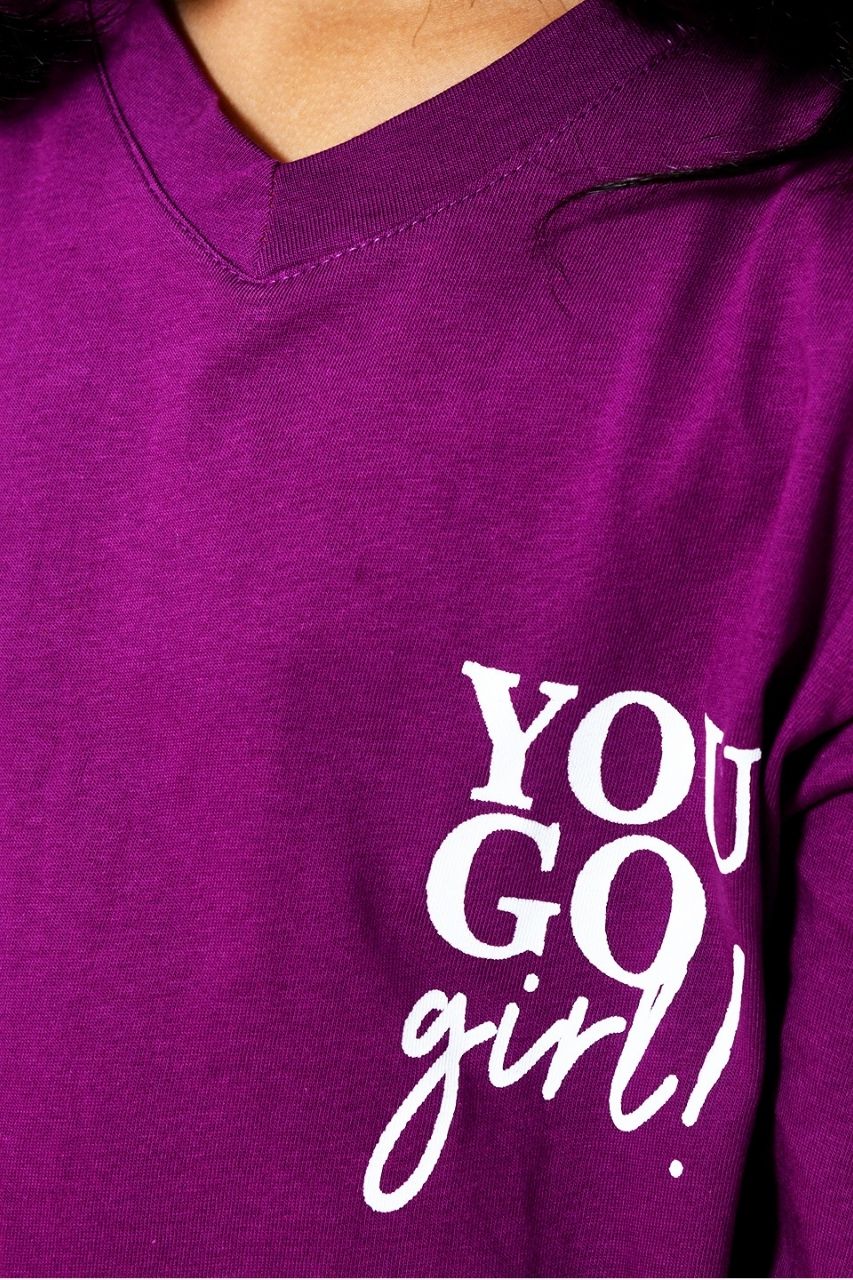 You Go Girl’ Purple Nightwear Set-Full Sleeves