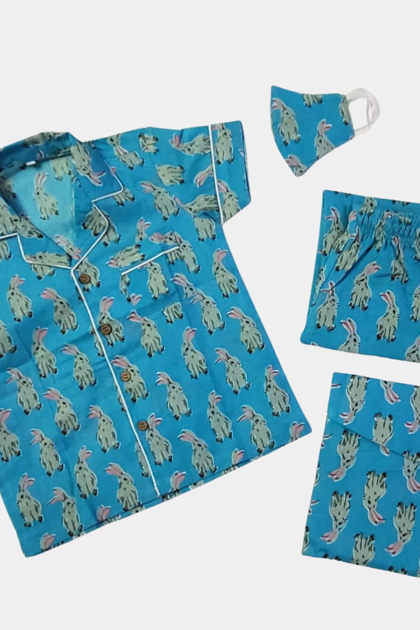 Sky Blue Rabbit Kids Pure Cotton Bag Nightsuit