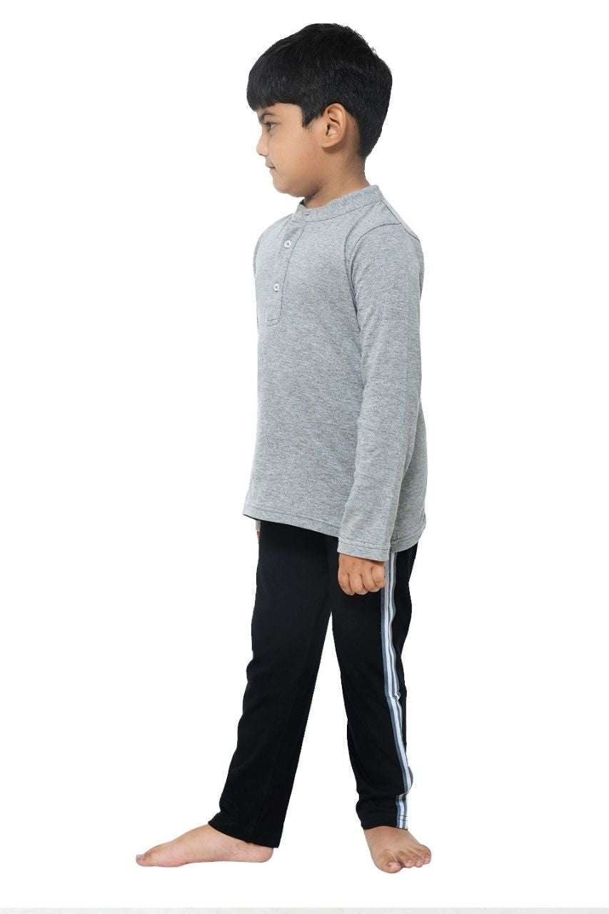 Grey and Black Co-ord Set Nightwear - Full Sleeves