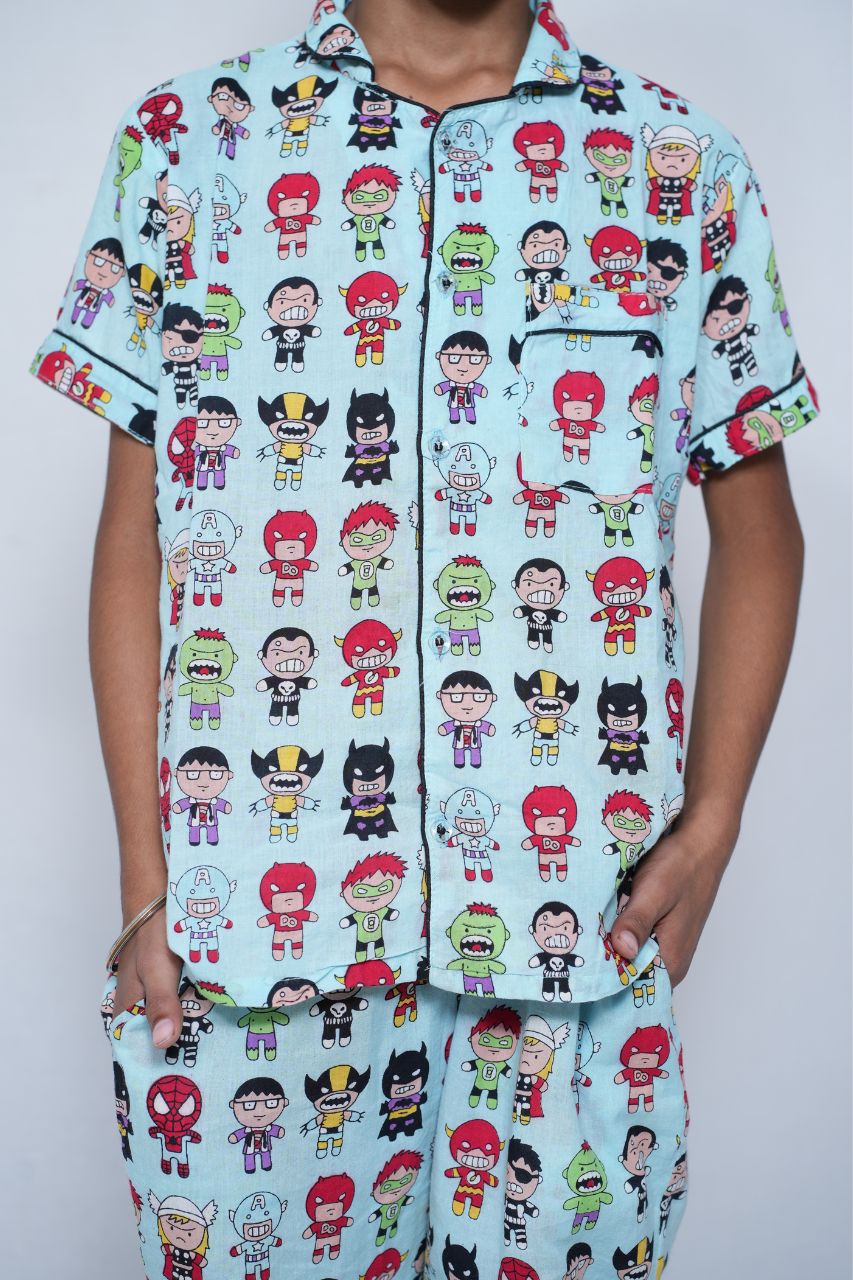 Superhero Unisex Pure cotton Nightsuit