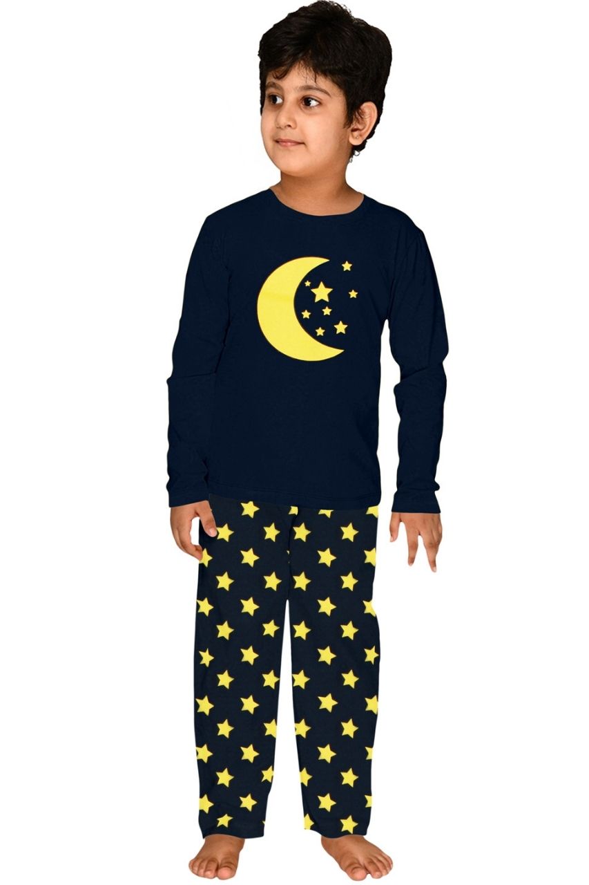 Moon Night Co-ord Set Nightwear-Full Sleeves