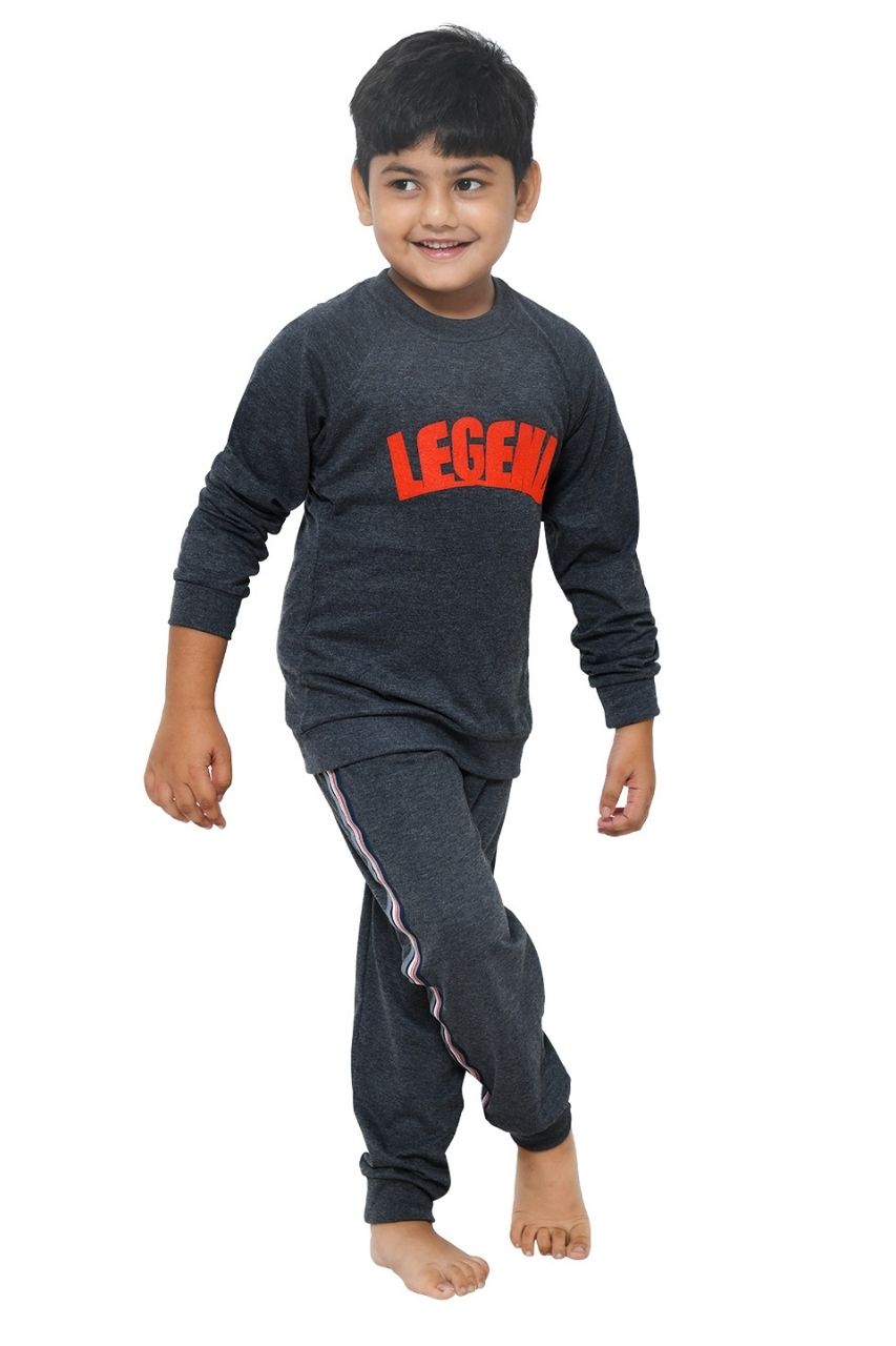 Legend Grey Co-ord Set Nightwear-Full Sleeves