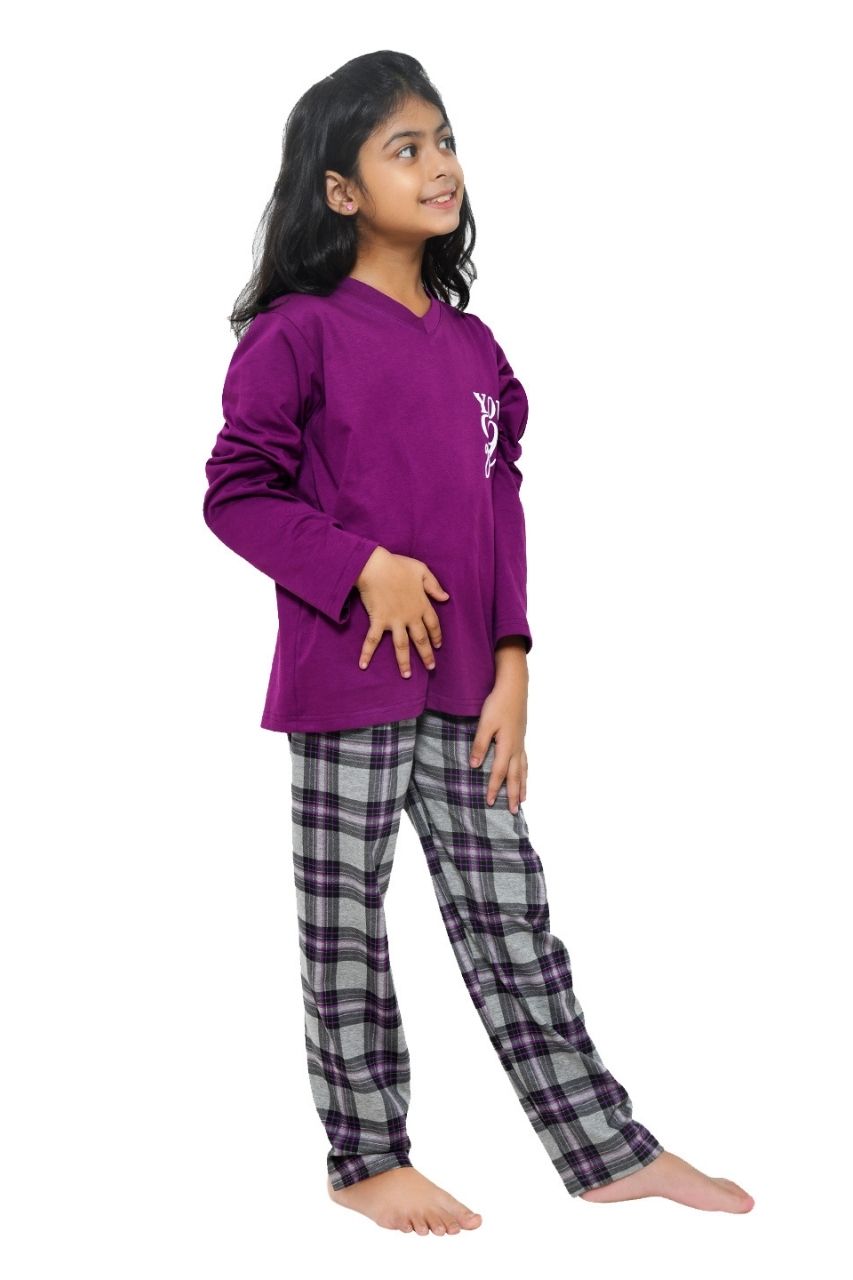 You Go Girl’ Purple Nightwear Set-Full Sleeves