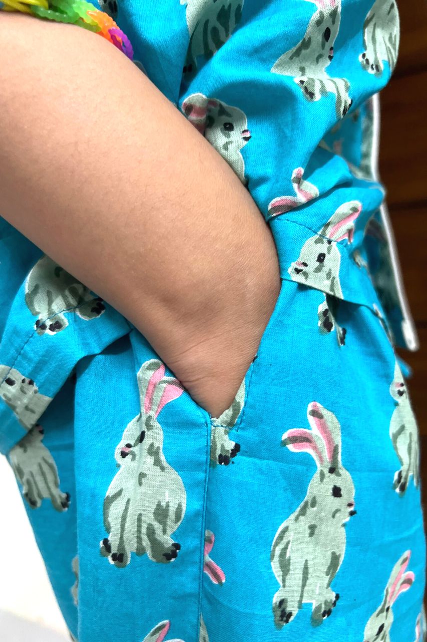 Sky Blue Rabbit Kids Pure Cotton Bag Nightsuit