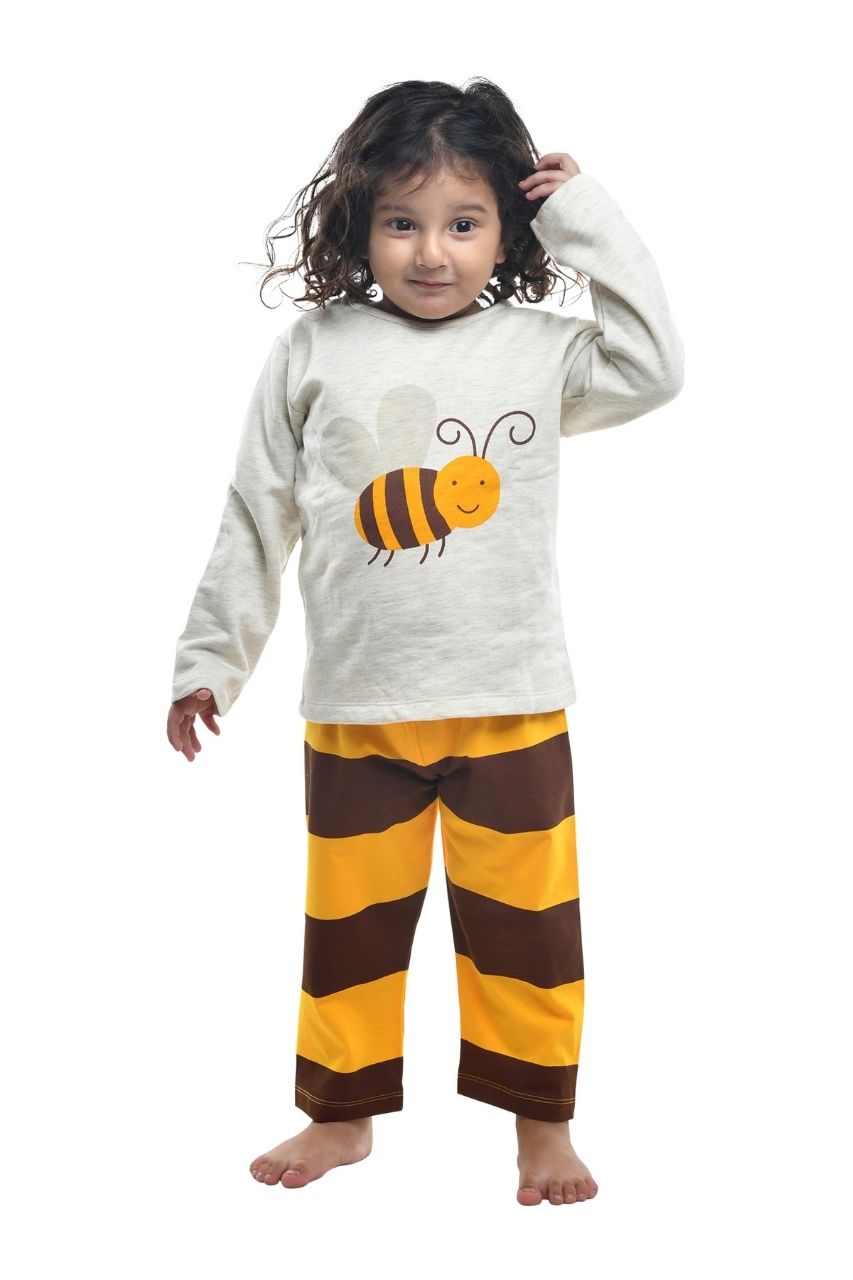 Bumble Bee Co-ord Set Nightwear-Full Sleeves