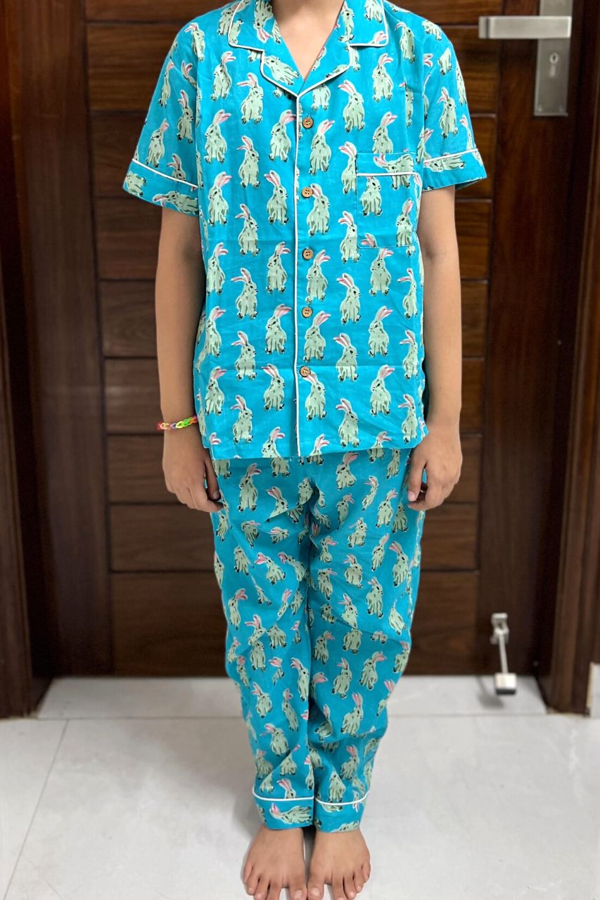 Sky Blue Rabbit Kids Pure Cotton Bag Nightsuit