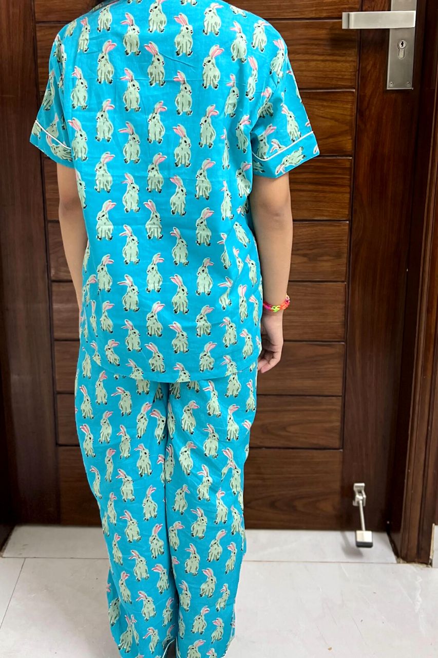 Sky Blue Rabbit Kids Pure Cotton Bag Nightsuit
